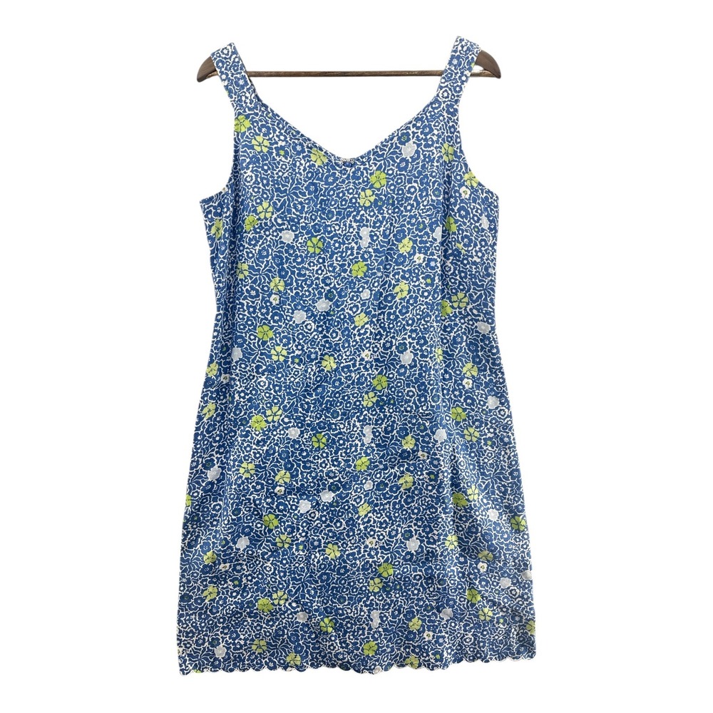 Blue Floral Midi Dress with Green Accents (Bin 12)